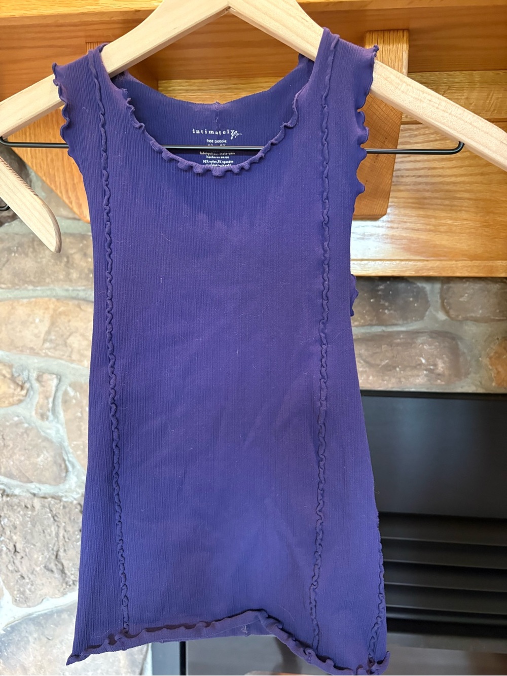 Free People Violet Ribbed Lettuce-Edge Tank